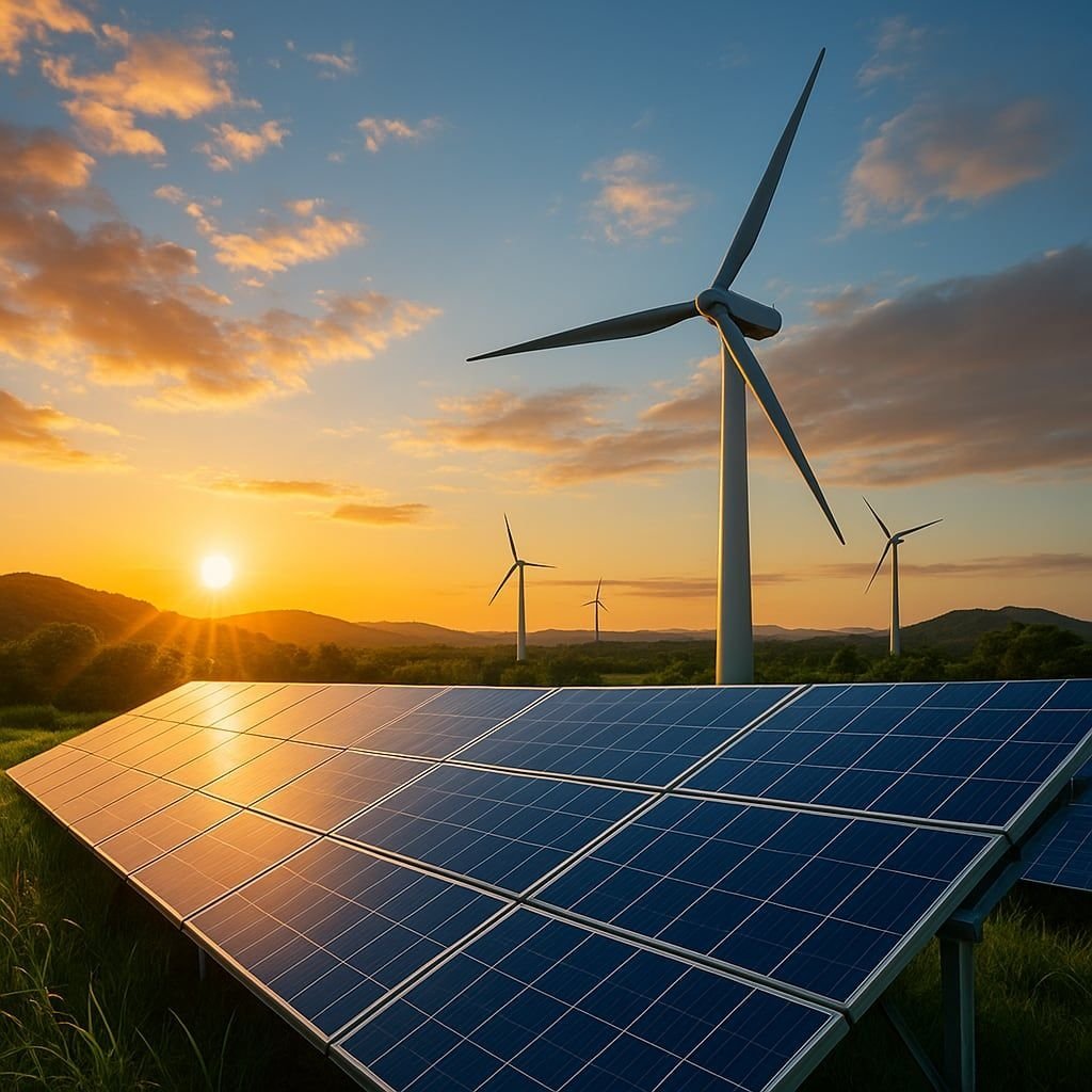 Clean Energy Sunset Solar Panels